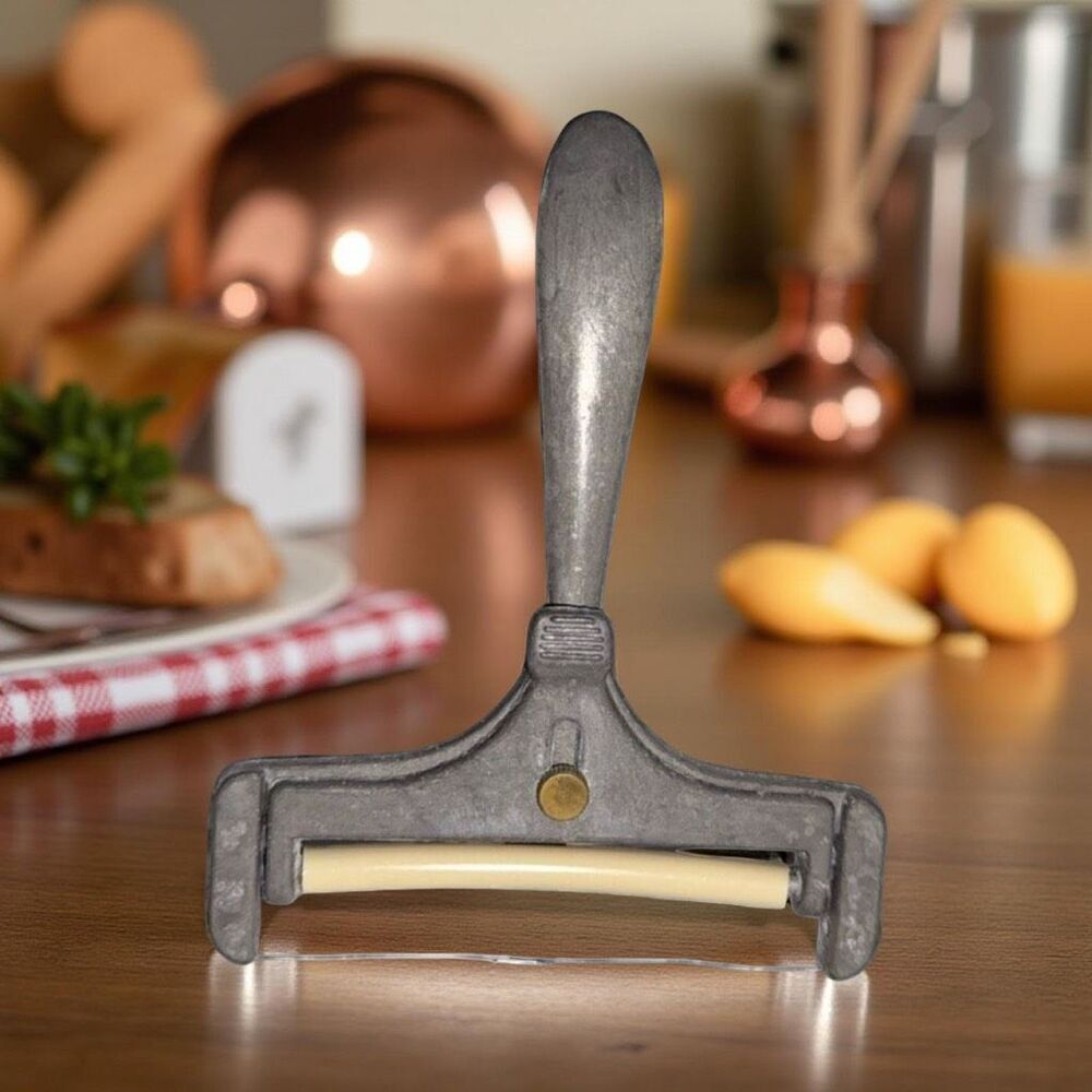 Vintage Cast Aluminum Adjustable Hand Held Cheese Slicer 4” Slices